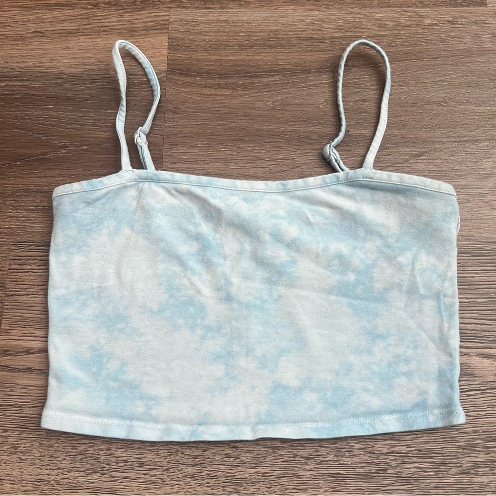 Billabong Blue Tie Dye Cropped Tank Top Adjustable Straps Size Small